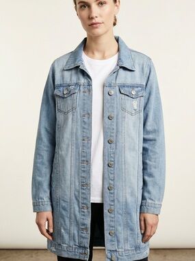 Light Blue Long Denim Jacket